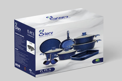 Blue Cookware Set 15 Pieces