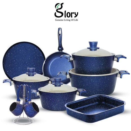 Blue Cookware Set 15 Pieces